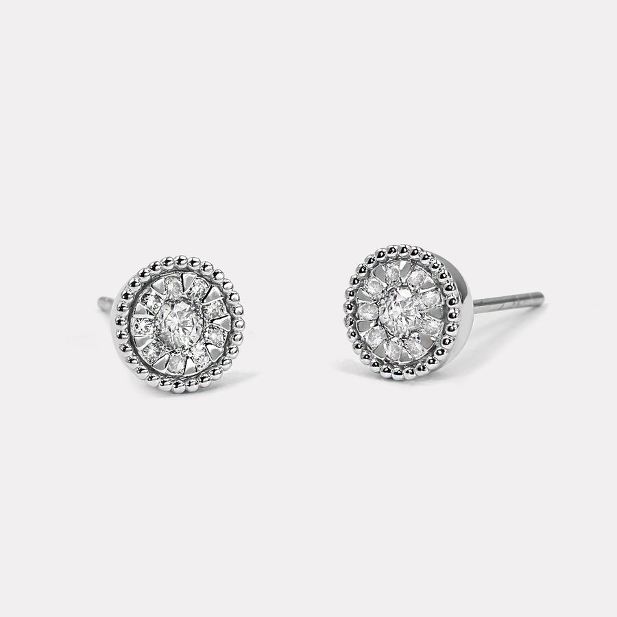 Classic Pavé Diamond Round Studs - EDD16035