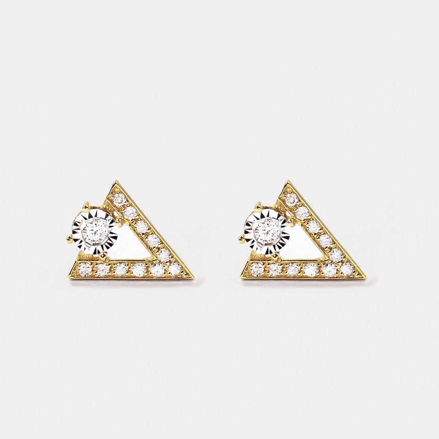 Letter V Pavé Diamond Studs - EDD20040