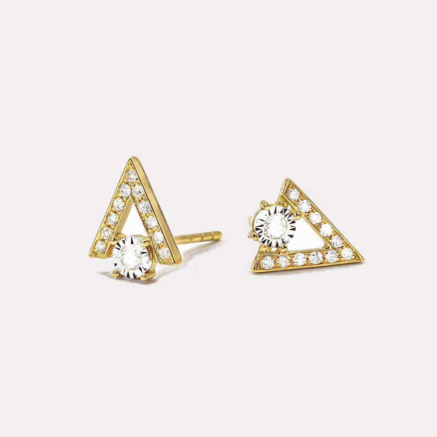 Letter V Pavé Diamond Studs - EDD20040