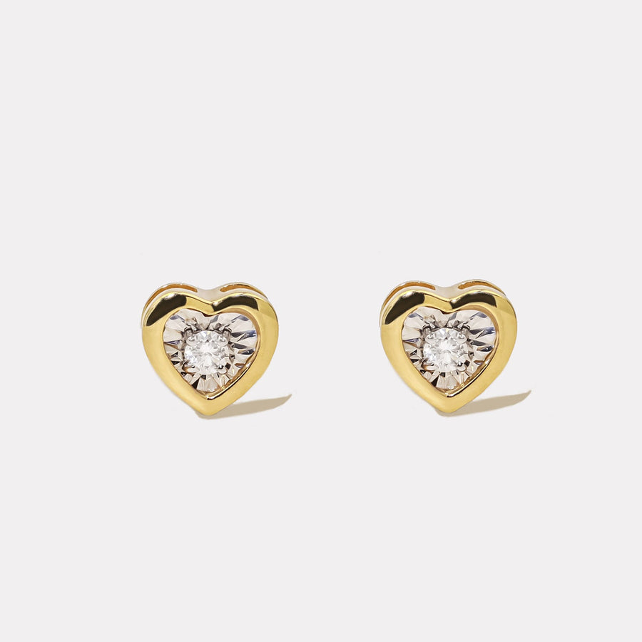 Mini Heart Solo Diamond Studs - EDD21003