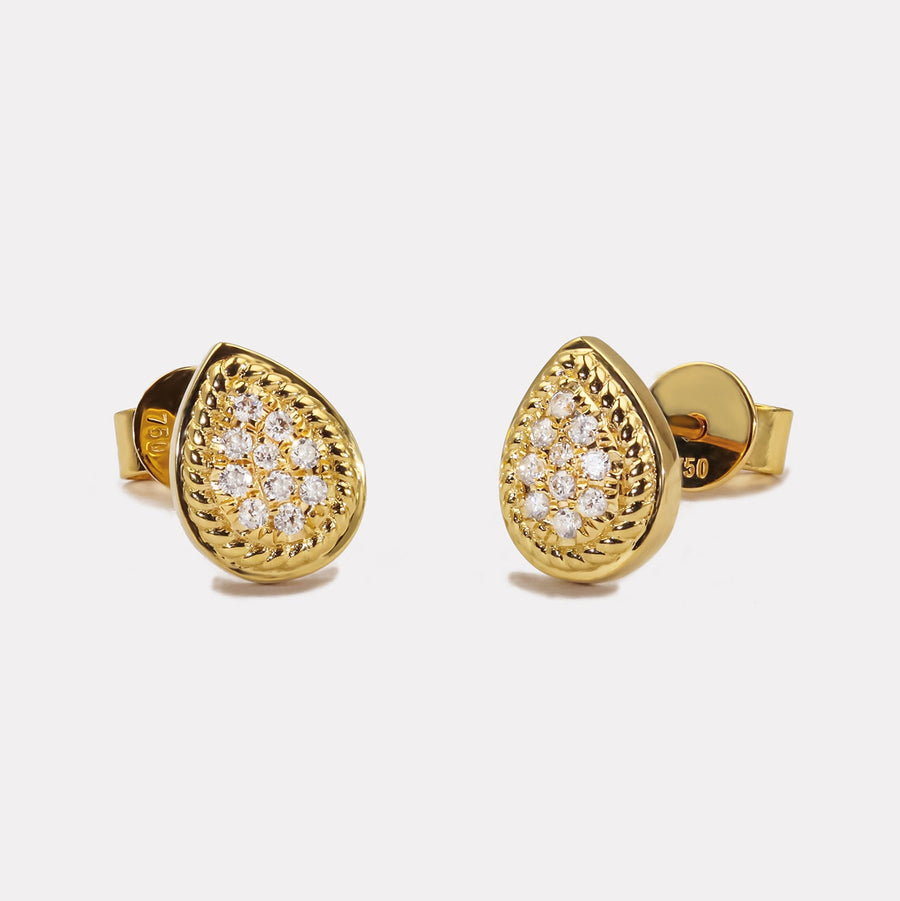 Braided Pear Diamond Studs - EDD21136