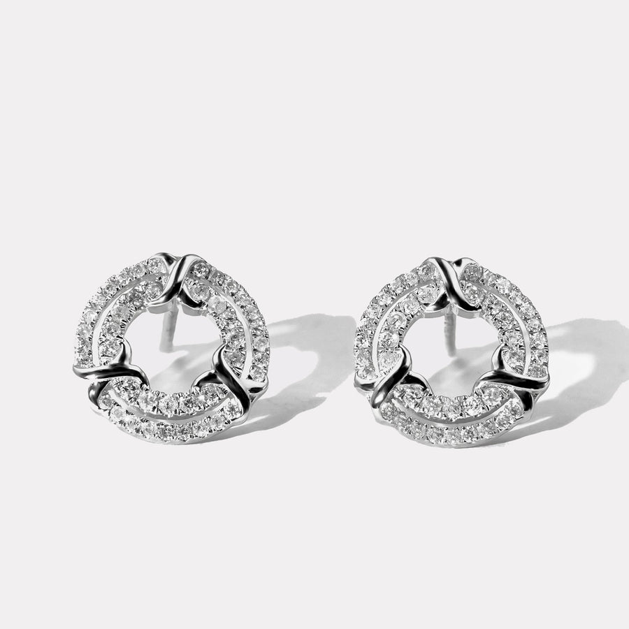 Micro-setting Triple Knots Diamond Studs - EDD21184