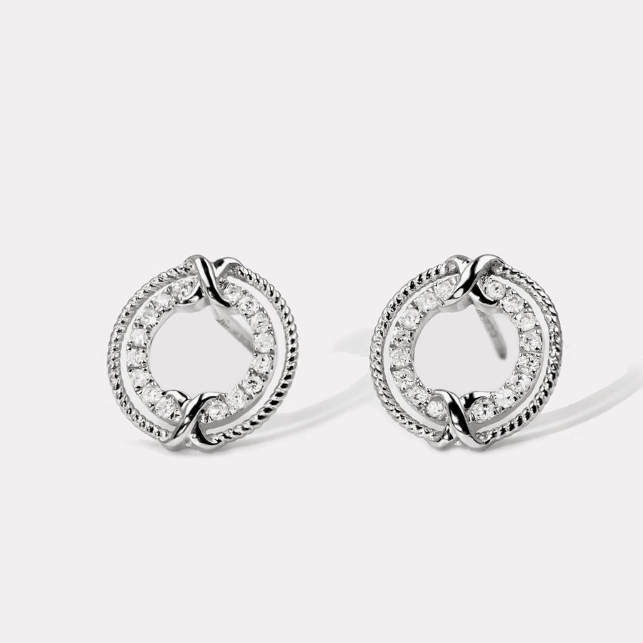 Micro-setting Double Knots Diamond Studs -  EDD21186