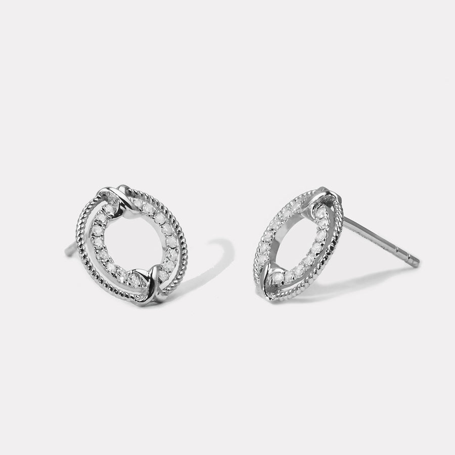 Micro-setting Double Knots Diamond Studs -  EDD21186