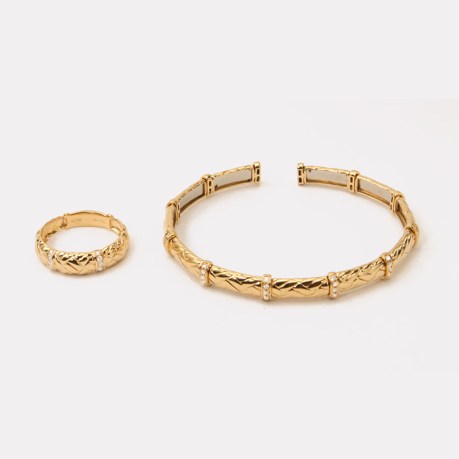 Bamboo Weaving Pavé Diamond Bangle - BGTC21120