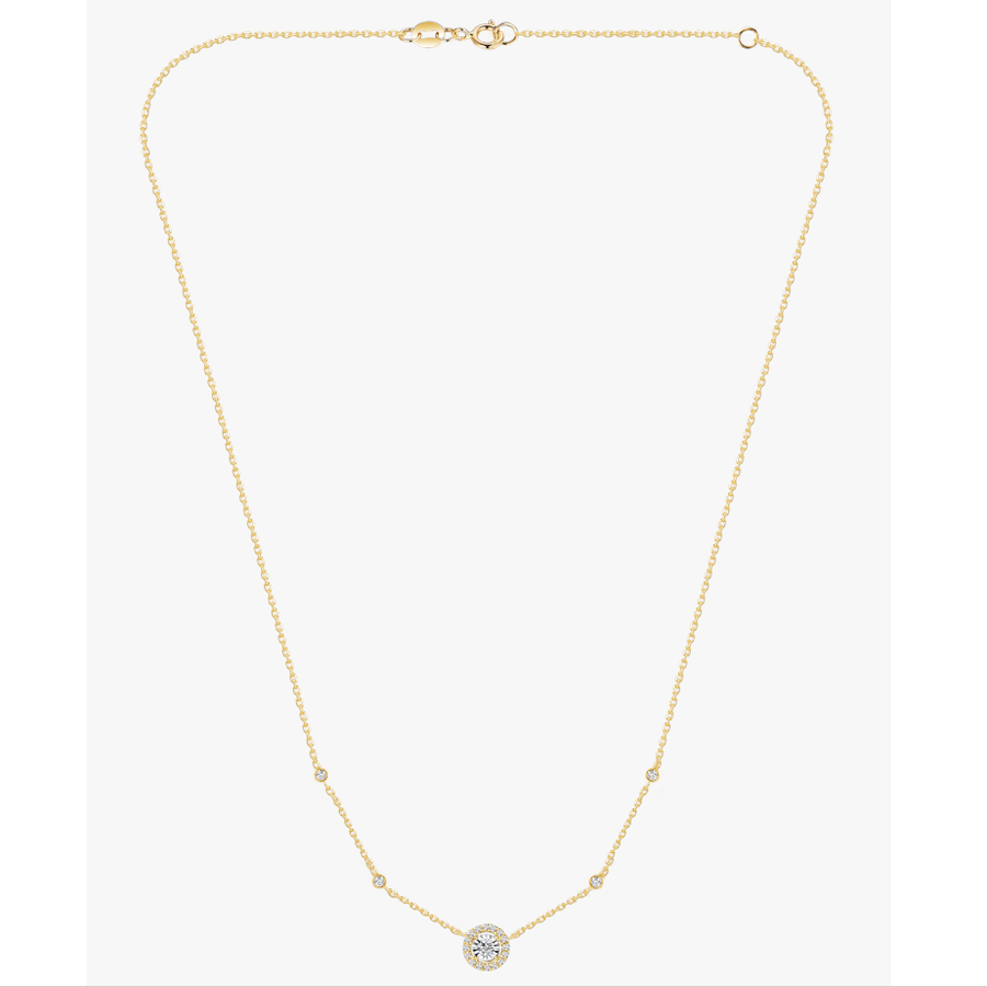 Round Pavé Diamond Necklace - NDD20043