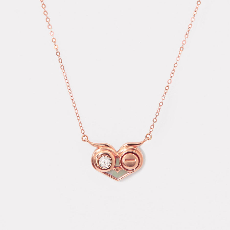 Double Sides Eye Blinks Owl Necklace - NBY19811