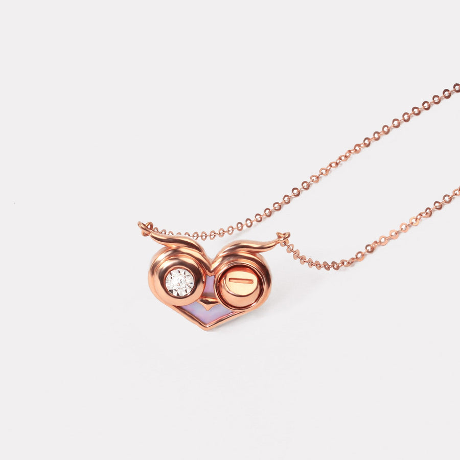 Double Sides Eye Blinks Owl Necklace - NBY19811