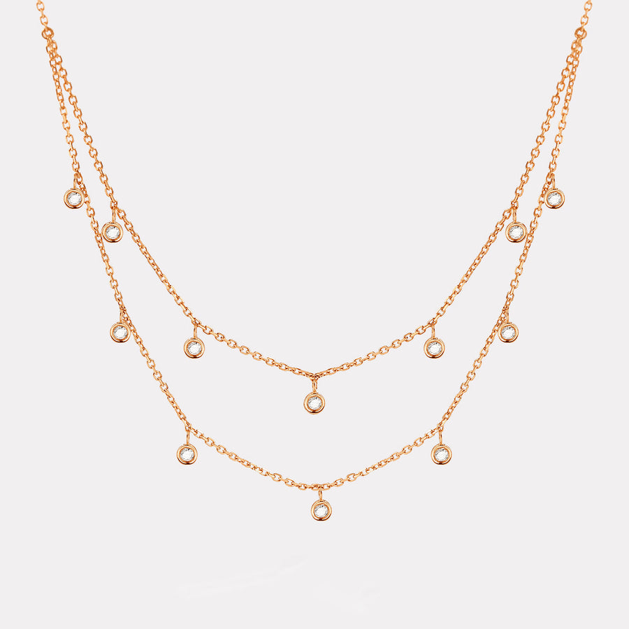 Layered Diamond Station Necklace - NDD20049