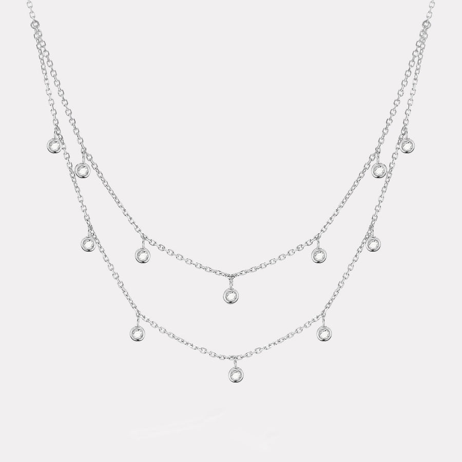 Layered Diamond Station Necklace - NDD20049