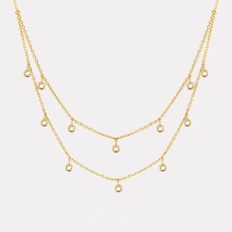 Layered Diamond Station Necklace - NDD20049