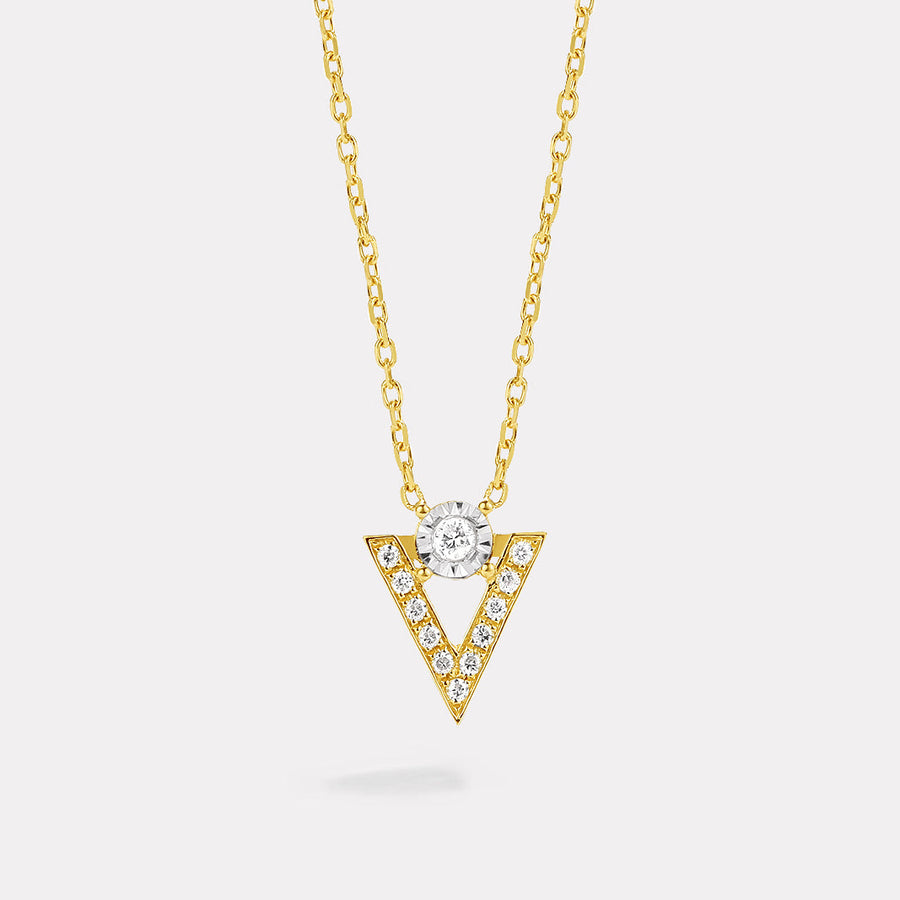 Letter V Pavé Diamond Necklace - NDD20040