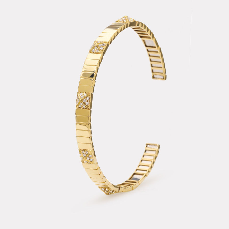 Gold Bangle with Pavé Diamond Pyramid - BGTC21118