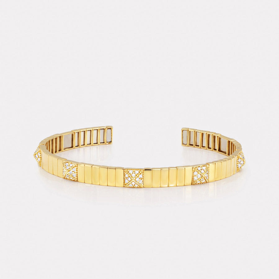 Gold Bangle with Pavé Diamond Pyramid - BGTC21118