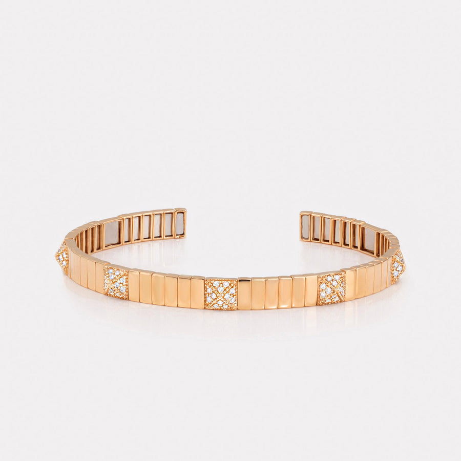 Gold Bangle with Pavé Diamond Pyramid - BGTC21118