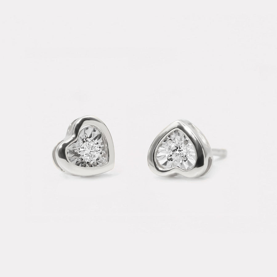 Mini Heart Solo Diamond Studs - EDD21003