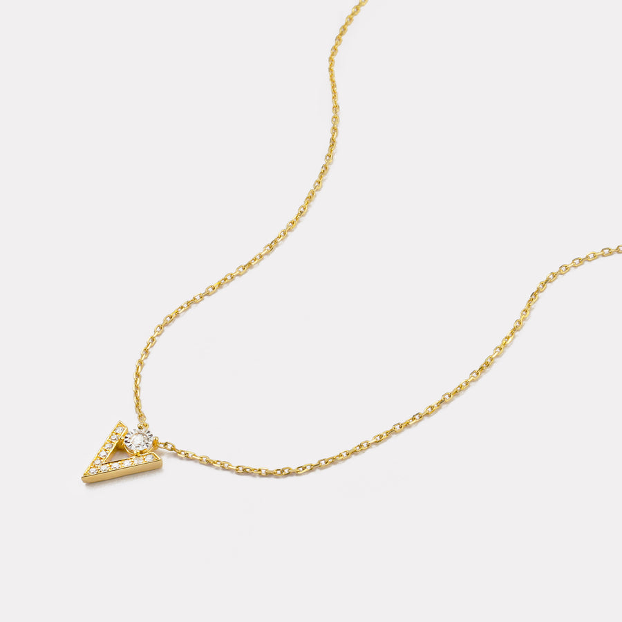 Letter V Pavé Diamond Necklace - NDD20040