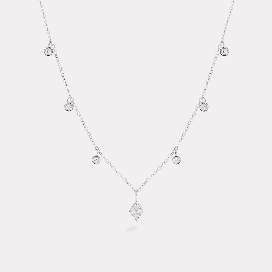 Rhombus Diamond Station Necklace - NDD20048