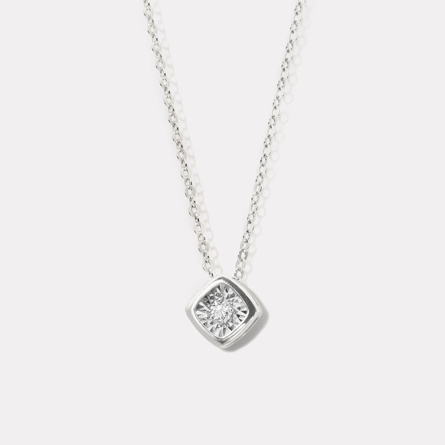 Mini Square Solo Diamond Necklace - NDD21004