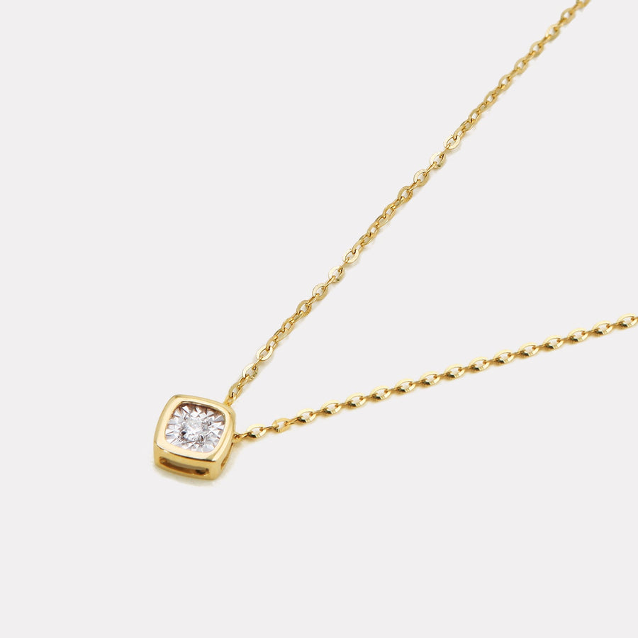 Mini Square Solo Diamond Necklace - NDD21004