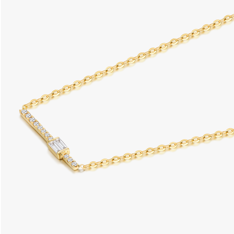 Baguette Diamond Line Necklace - NDD20028