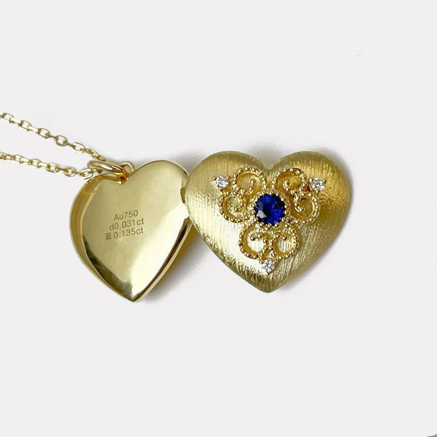 Blue Sapphire Heart Lock Diamond Pendant - PBR21011