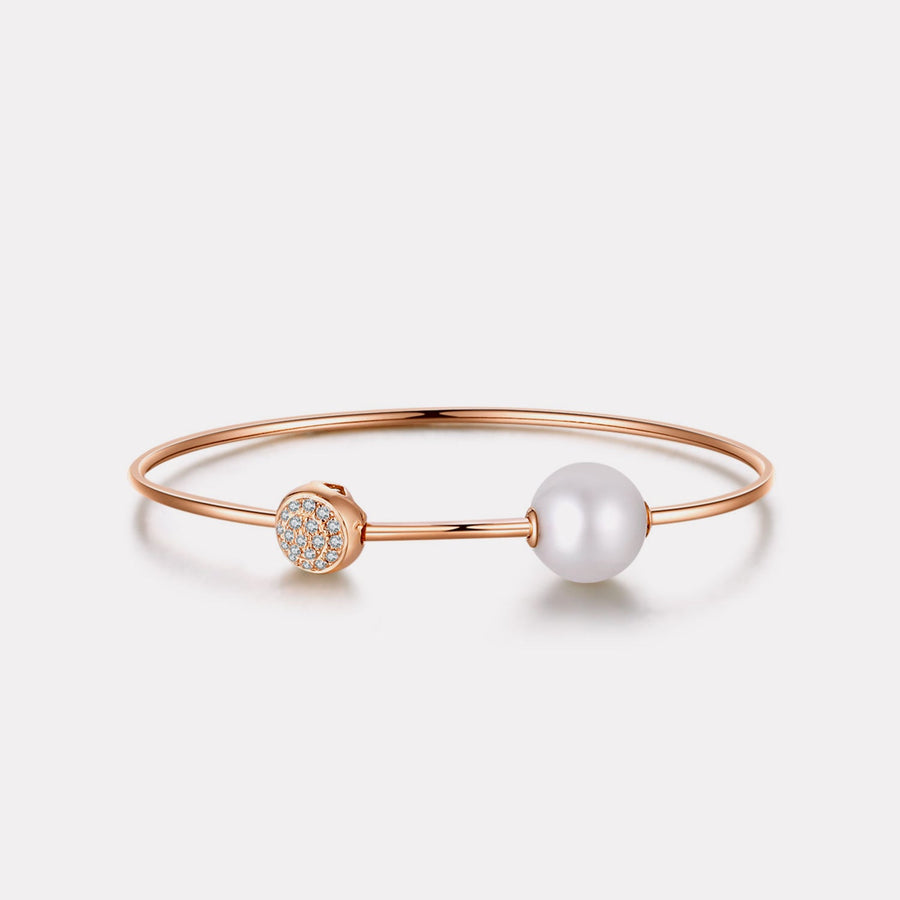 Natural White Pearl Diamond Bangle - BGHT19286