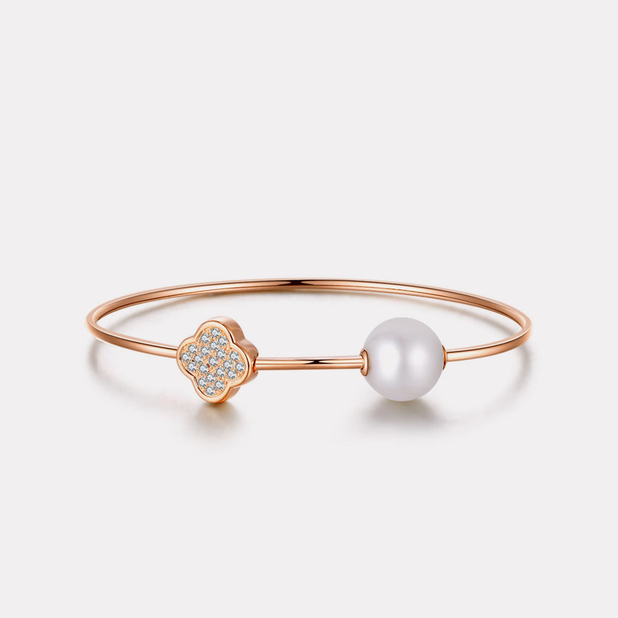 Natural White Pearl Diamond Bangle - BGHT19288