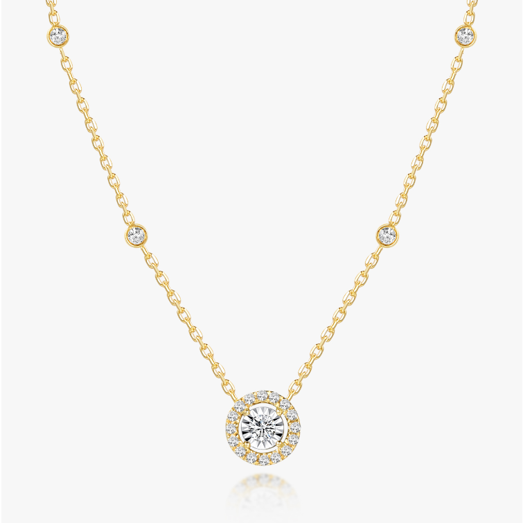 Round Pavé Diamond Necklace - NDD20043