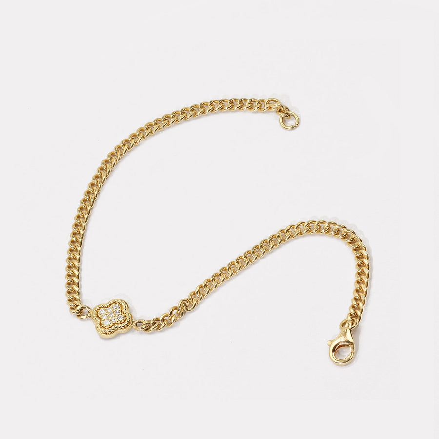 Clover Curb Chain Diamond Bracelet - BDD21135