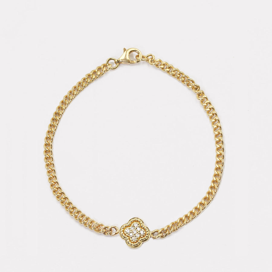 Clover Curb Chain Diamond Bracelet - BDD21135